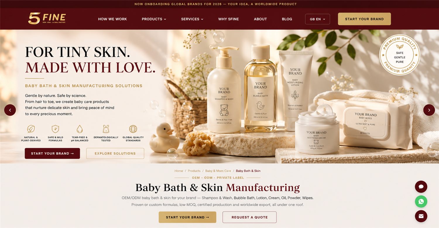 Baby Bath & Skin Manufacturing — 5FINE OEM/ODM baby & mom care