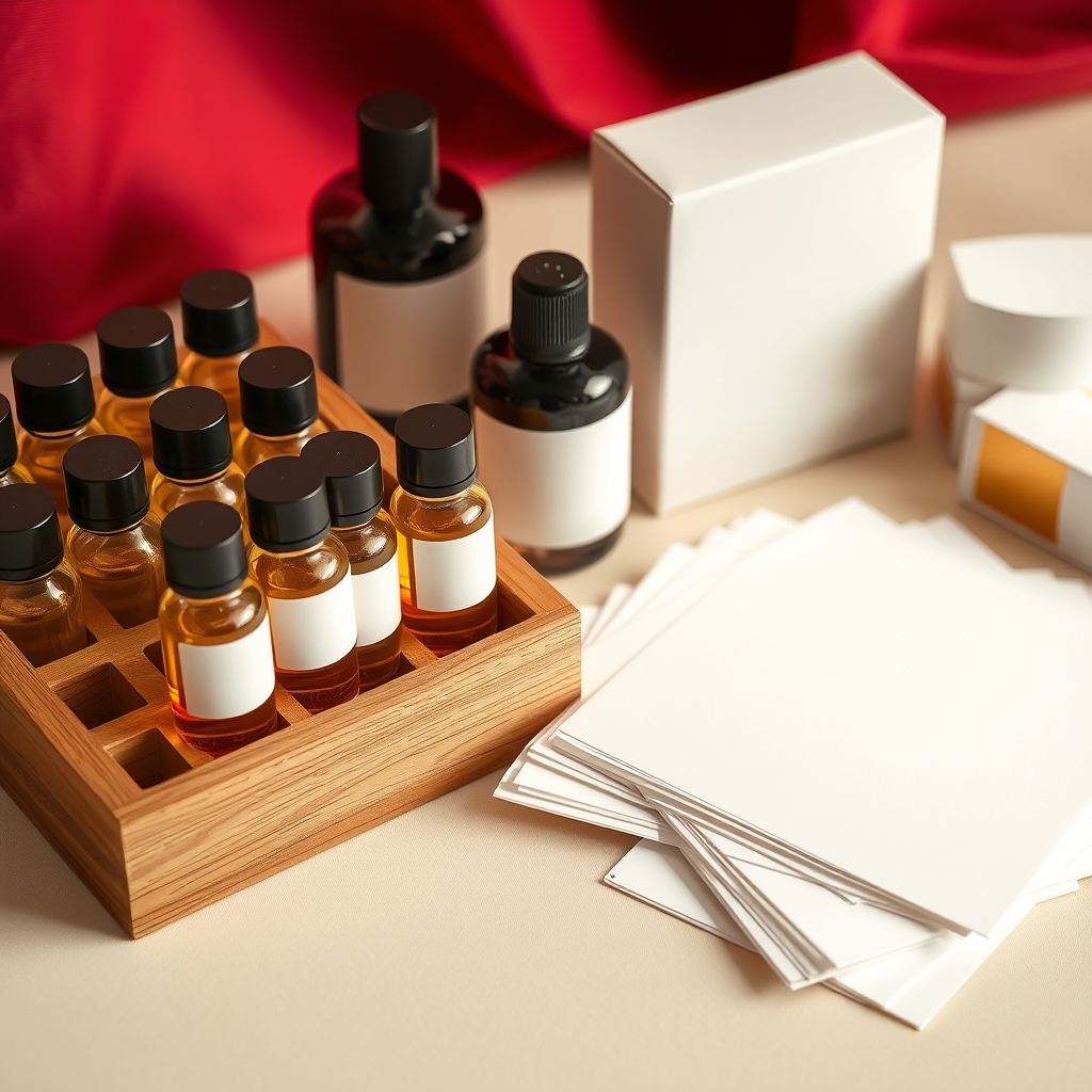 Botol sampel parfum dan blotter untuk memilih aroma