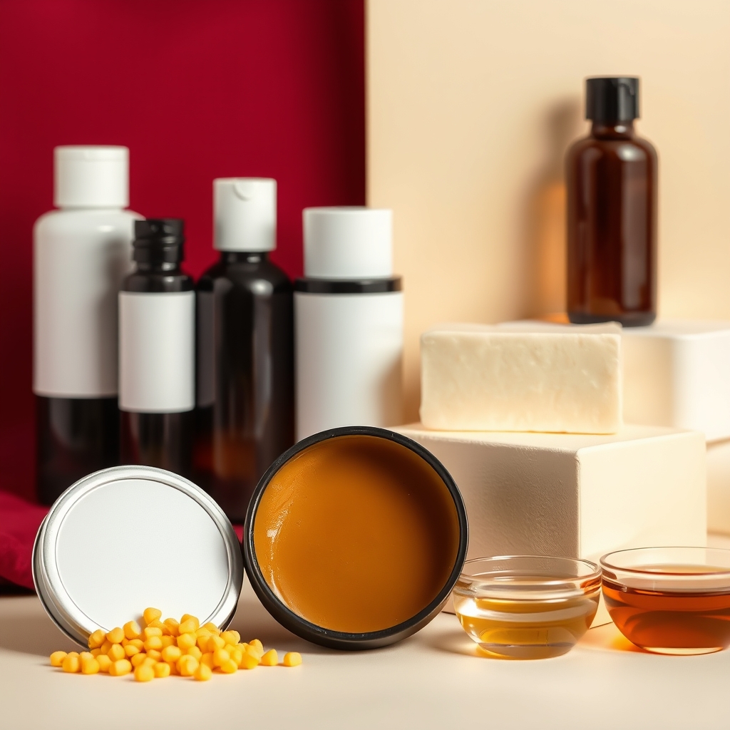Beard balm ingredients: beeswax, shea butter and carrier oils