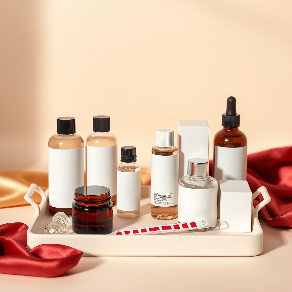 Sample jars and pH strips used in serum stability testing