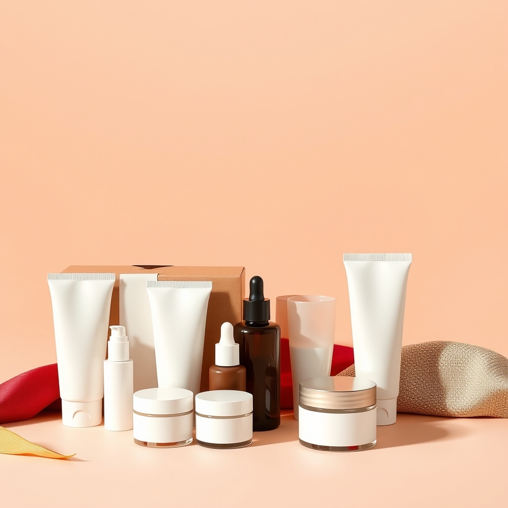 Travel size tubes and bottles in a gift box