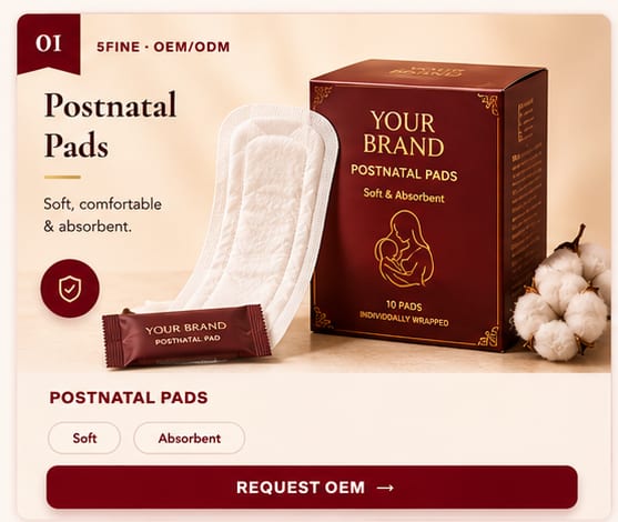 OEM Postnatal Pads — 5FINE private label OEM/ODM